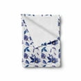thumbnail image 2 of Floral Soft Flannel Fleece Throw Blanket, Pattern with Flowering Plants in Watercolors Spring Nature, Cozy Plush for Indoor and Outdoor Use, 50" x 70", Pale Caramel Royal Blue, by Ambesonne, 2 of 6