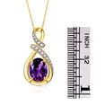 thumbnail image 4 of RYLOS Necklace Yellow Gold Plated Silver Designer Necklace Gemstone &  Diamonds Pendant 18" Chain 9X7MM Amethyst February Birthstone Womens Jewelry Silver Necklace, 4 of 8