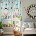 thumbnail image 3 of Easter Bunny Tail Swag Valance Curtains Spring Floral Colorful Easter Eggs Butterfly Green Wood Grain Rod Pocket Swag Curtains Small Window Treatments for Kitchen Bedroom 36" W x 36" L, 2 Panels, 3 of 9