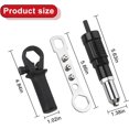thumbnail image 2 of Car Rivet Gun Adapter, Alloy Steel Riveter Adapter Kit with Handle Grip & 4 Head for Cordless Electric Power Drill, Pop Riveting Nut Tool Drill Attachment, Universal Fit -, 2 of 6