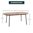 thumbnail image 4 of LeisureMod Tule Mid-Century Modern 71" Oval Dining Table with MDF Top and Black Steel Legs for Kitchen and Dining Room (Walnut), 4 of 14