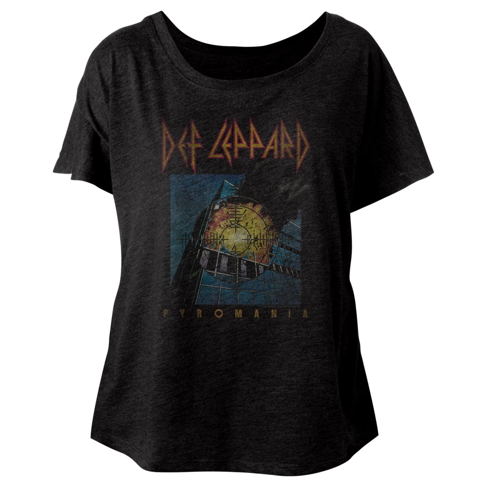 Def Leppard 80s Heavy Metal Band Rock n Roll Pyromania Ladies Slouchy T
