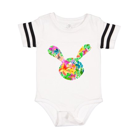 

Inktastic Easter Bunny Shape with Spring Flowers Gift Baby Boy or Baby Girl Bodysuit