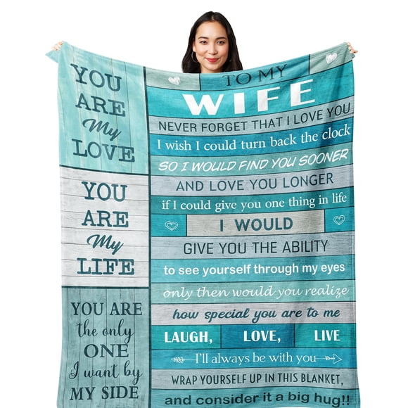 LHSHID Gifts for Wife Birthday Gift Anniversary Wedding Gift for Her Wife Blanket To My Wife Fleece Blankets 60x80in