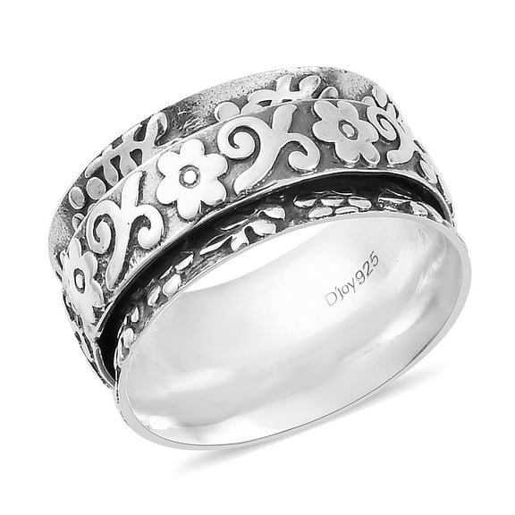 925 Sterling Silver Flower Spinner Band Ring for Women Jewelry Size 8 4.75 Grams Birthday Christmas Gifts for Women