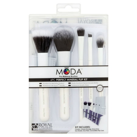 Royal and Langnickel MÅda Perfect Mineral Pro Makeup Brushes Flip Kit, 6