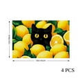 thumbnail image 4 of Amarainy Lemon Cat Artwork Linen Table Mats Set of 4 for Dining Table Decor, 12x18 inch, 4 of 5