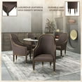 thumbnail image 6 of LeisureMod Dining Chair Kitchen Room Accent Modern Assembled Armchairs Upholstered in Leather with Rubberwood Frame and Legs with Gold Caps Belle Collection in Dark Brown, 6 of 12