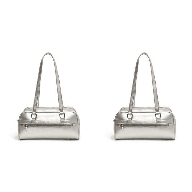 Bolso Hombro Mujer PU Chic Hobo Bag Color Sólido Elegante Fiesta (Plata)
