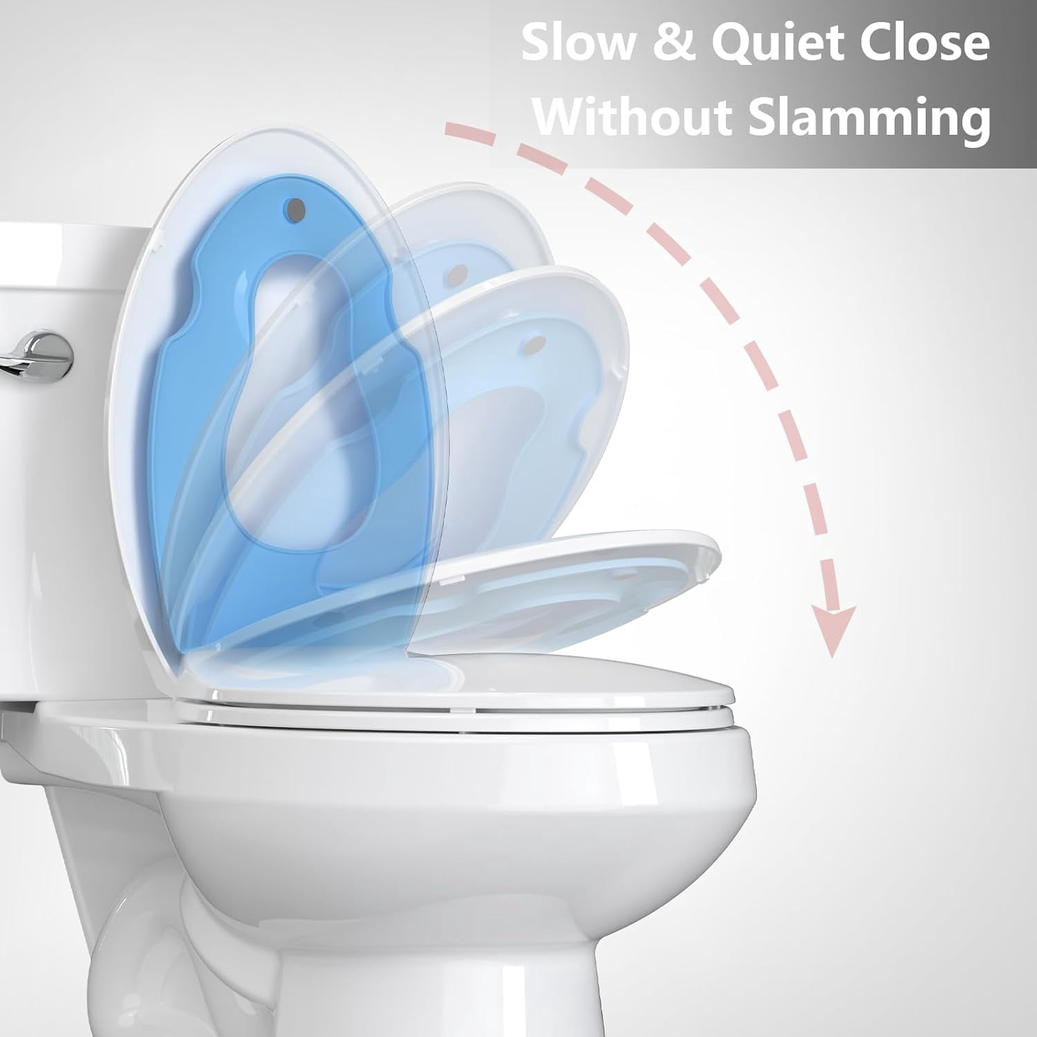 Toilet Seat Elongated,Toilet Seat with Toddler Seat Built in, Potty Training Toilet Seat Elongated Fits Both Adult and Child, with Soft Close, Easy Install and Clean - Elongated White and Blue
