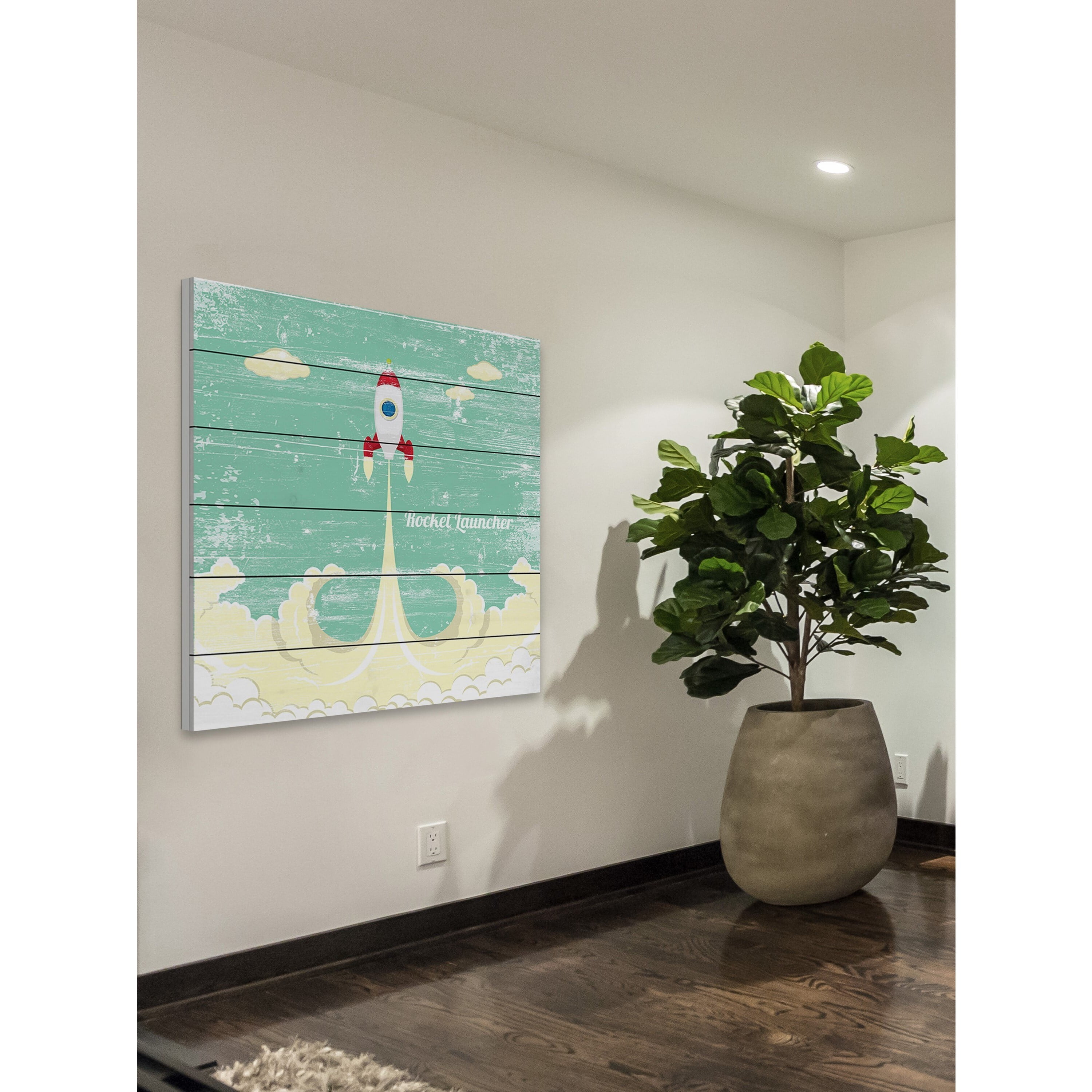 Rocket Launcher Painting Print on White Wood
