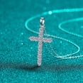 thumbnail image 4 of Collar de plata de ley 925 para mujer, cadena de clavícula con cruz de moissanita chapada en oro pt950, 4 of 6
