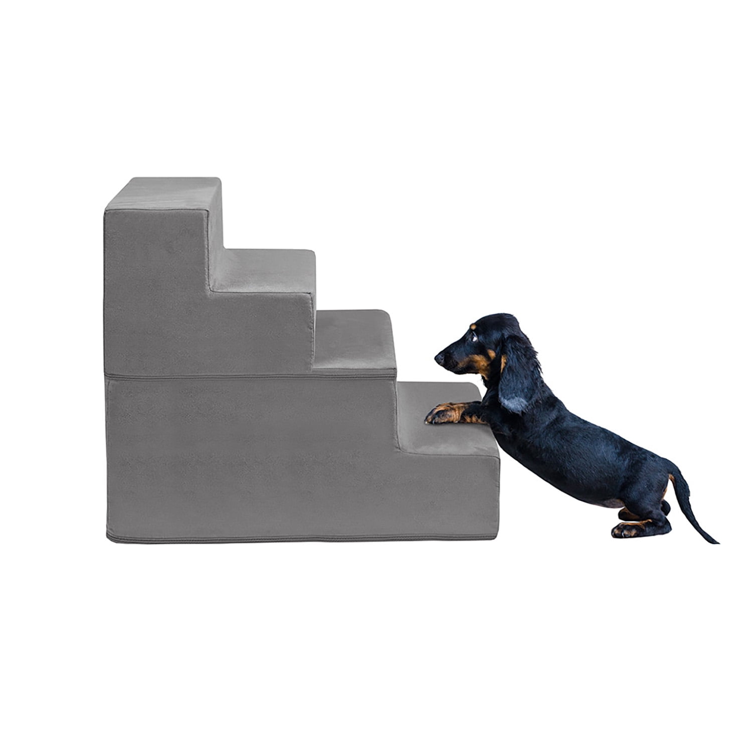 Pefilos 33" Dog Stairs for Small Pets with High-Density Sponge and Silicone Paw Prints, 5-Step Dog Ramp for Beds and Couch, Gray Pefilos 33" Dog Stairs for Small Pets with High-Density Sponge and Silicone Paw Prints, 5-Step Dog Ramp for Beds and Couch, Gray