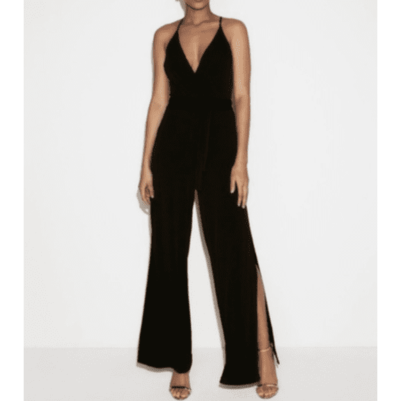 Express Black Belted Open Leg Jumpsuit Comfy XS