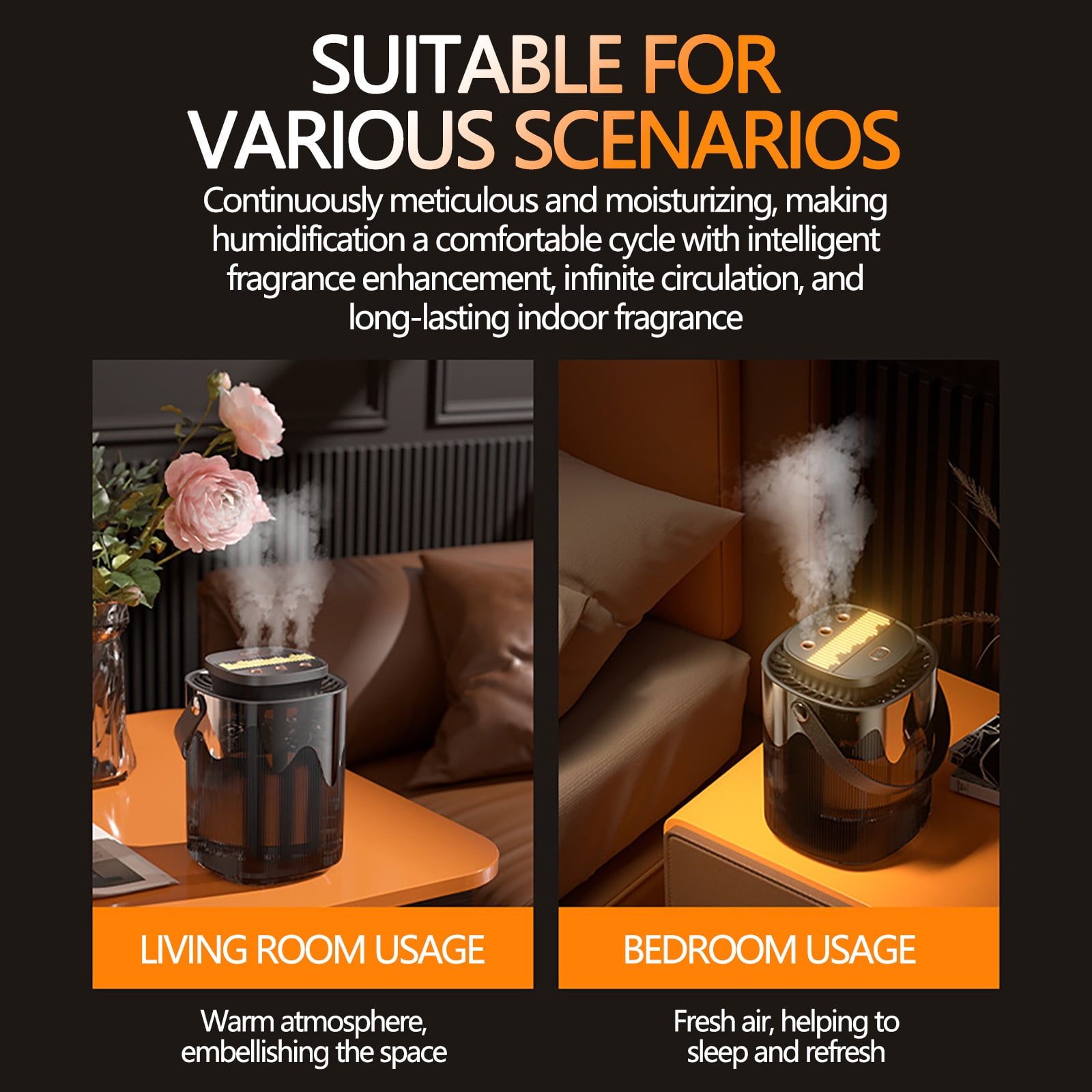 3L Large Capacity Household Humidifier USB Silent, Cool Mist for Bedroom Dorm Office, with Night Light and Auto Shut Off, for Baby Nursery Plant Hydration