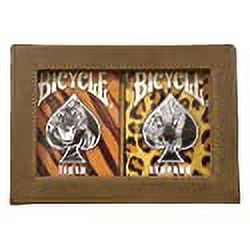 Lot 3 Bicycle Big Cats Jungle Tiger and Leopard Deck Playing Cards in Leather Case w/FREE Calculator Collector