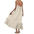 thumbnail image 5 of SROBPTY Summer Dresses for Women Solid Spaghetti Strap Ruffle Midi Beach, 5 of 5