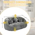 thumbnail image 6 of Lazy Bean Bag Loveseat Sofa Supportive Foam Fill Chenille Upholstery No Installation Required 500 lbs Capacity Versatile Seating, 6 of 12