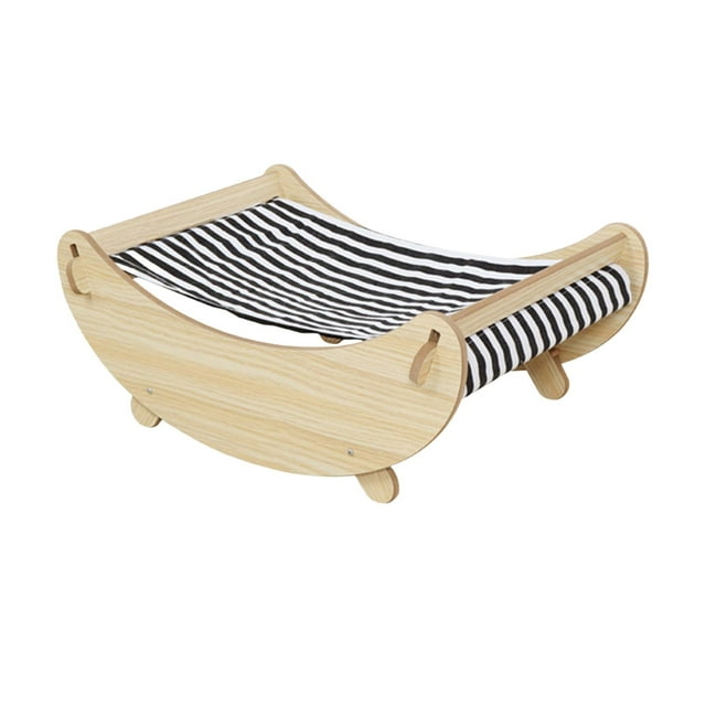 TISHITA Cat Hammock Cat Rocking Chair Standing Wood Lounger Dog Rocking Hammock Bed Black White