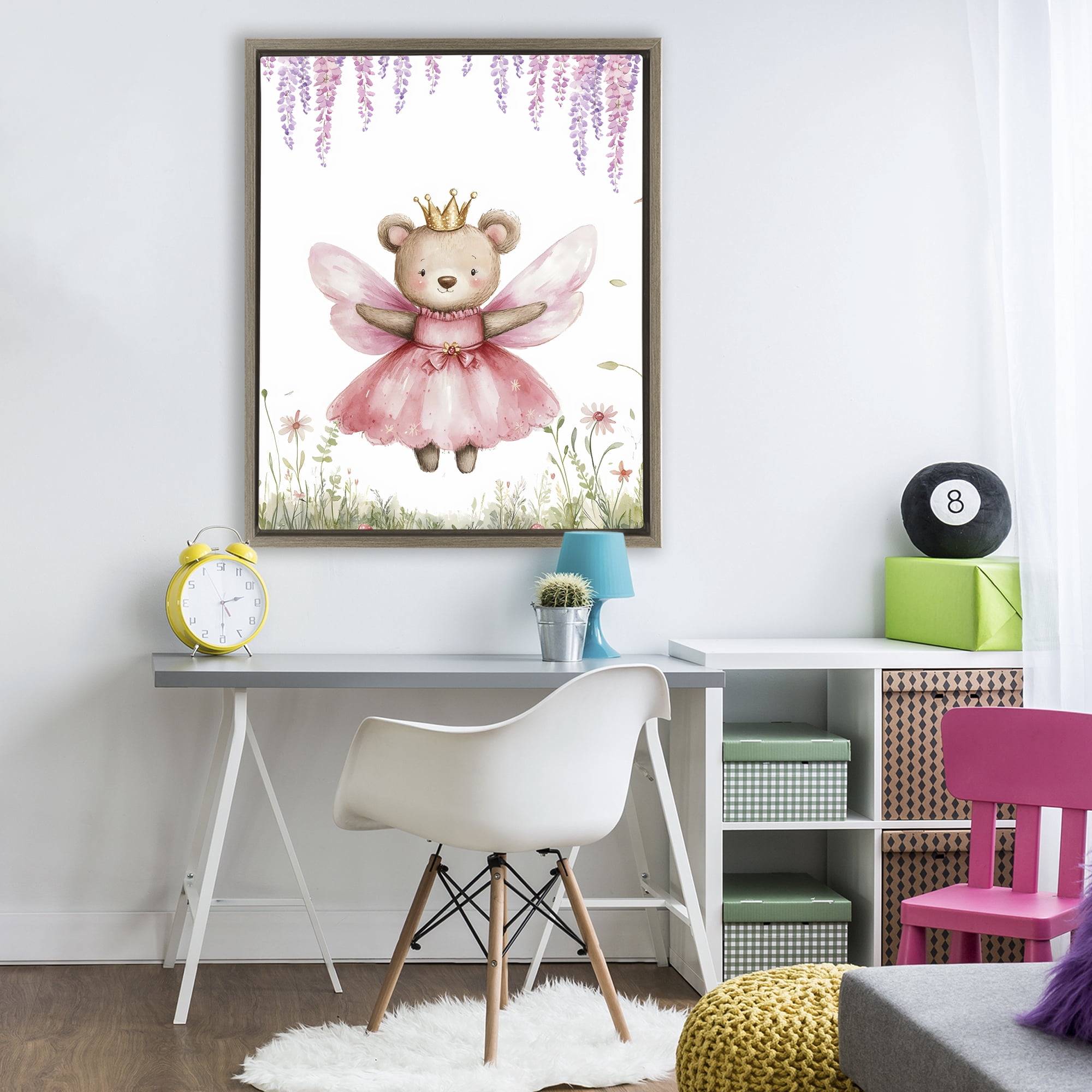 Stupell Industries Woodland Bear Forest Fairy Brown Framed Floater Canvas Wall Art, design by LSR Design Studio