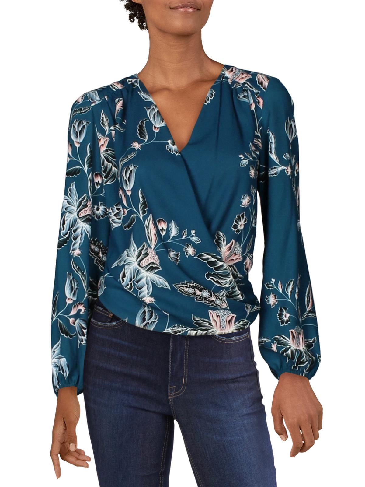 Womens Floral Print Long Sleeves Blouse 