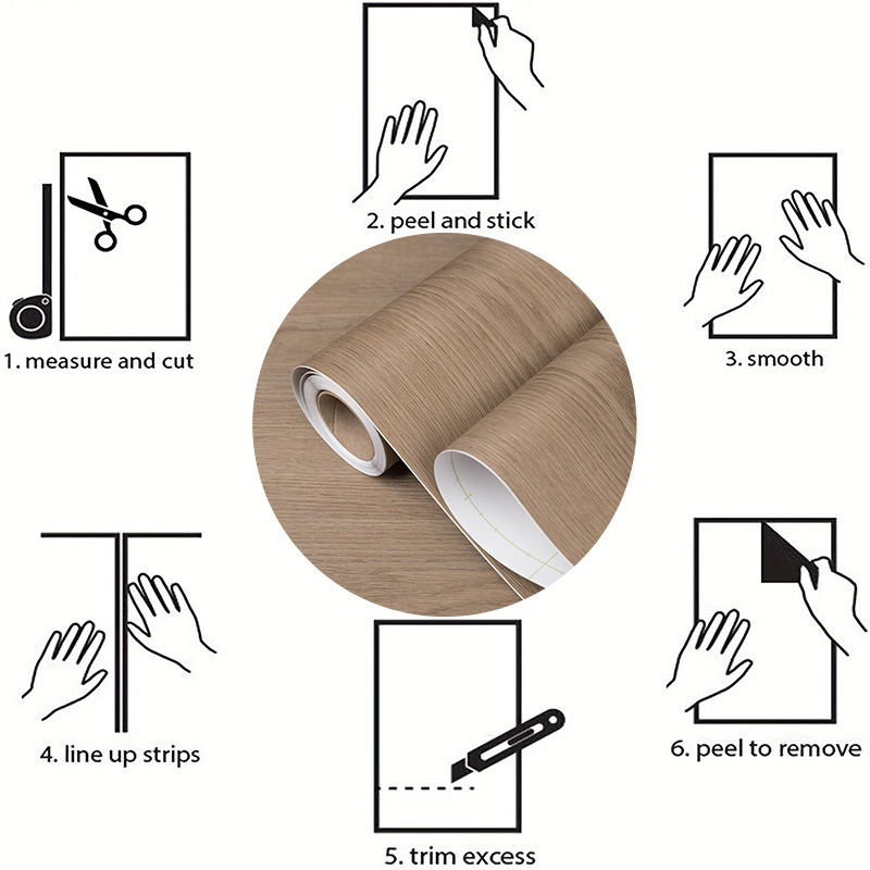 PVC Wood Grain Self Adhesive Wallpaper Peel and Stick Waterproof Vinyl Liner Removable Easy Install Rustic Wood Look Roll 23.62in*118/ 197in