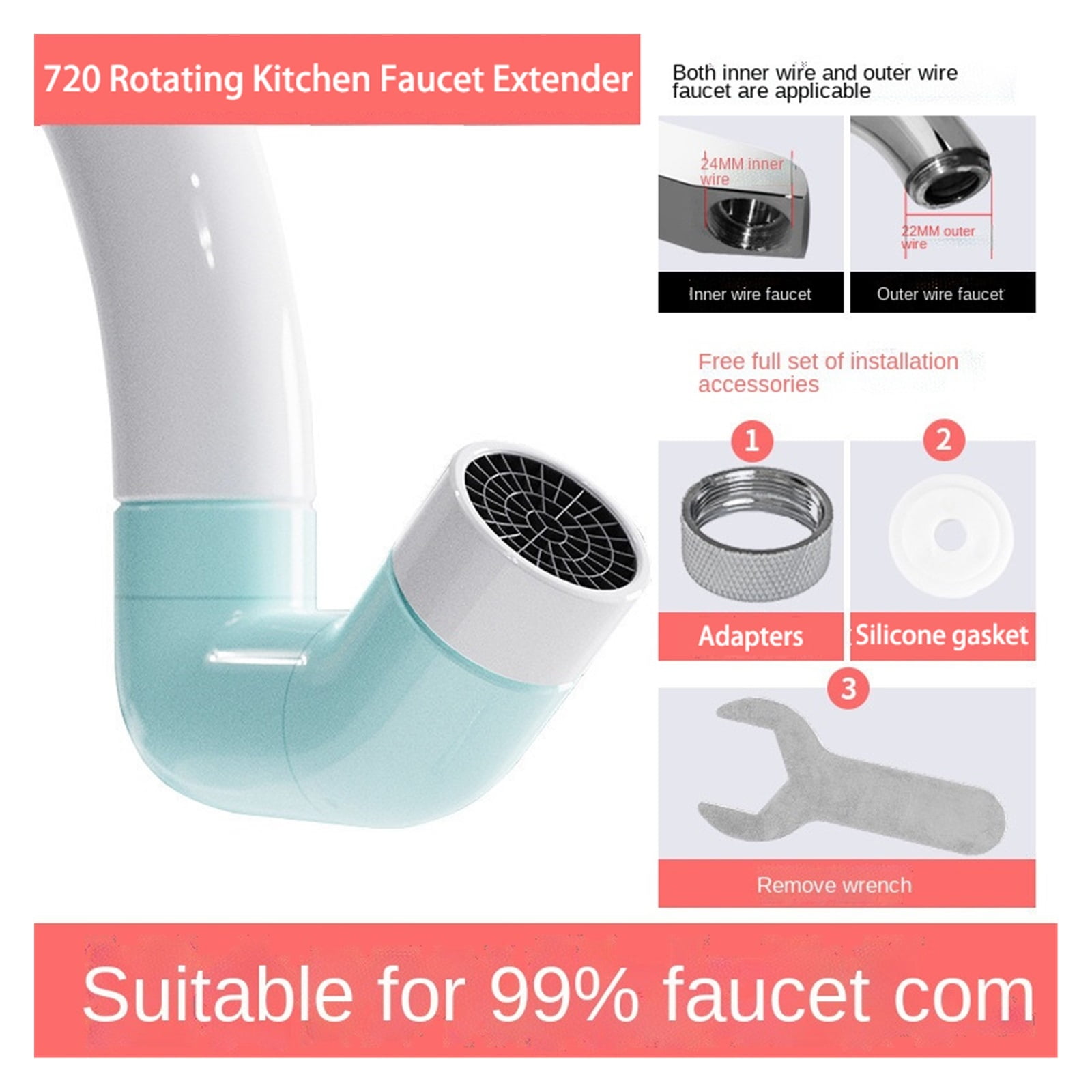 720 Rotating Kitchen Faucet Extender,Water Saving Tap Aerator Faucet Nozzle Splash Filter Spray Bathroom For Kitchen, Bathroom Faucet ,Water Saving