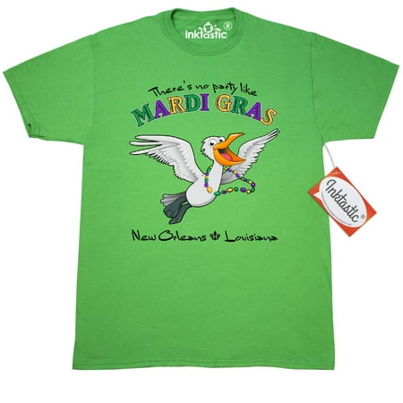 Mardi Gras Bird (Inktastic There's No Party Like Mardi Gras-pelican T-Shirt Gras Cute Louisiana New Orleans Nola Bird State Beads Wings Sky Funny Humor Silly Goofy Kids Fun Mens Adult Clothing Apparel Tees)