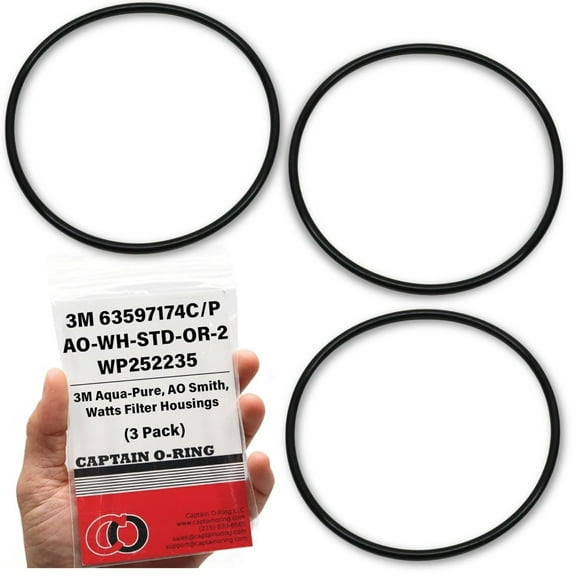 3 Pack Captain O-Ring - Replacement 63597174C / 63597174P / WP252235 / AO-WH-STD-OR-2 Orings for 3M Aqua-Pure, AO Smith, Watts Filter Housings