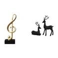 thumbnail image 1 of Escultura de ciervo con forma de nota musical en resina. Adorno creativo de mesa. Figura decorativa para escritorio, chimenea, sala de estar, estudio, 1 of 8