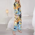 thumbnail image 3 of Masiiu Bluey Print Womens Pajamas Set Button Down 2 Piece Pjs Long Sleeve Oversized Sleepwear with Pockets-Small, 3 of 7