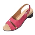 thumbnail image 2 of Viluyesy Womens Heeled Sandals, Peep Toe Ankle Strap Low Heels Summer Slingback Dressy Shoes Red US8.5, 2 of 9