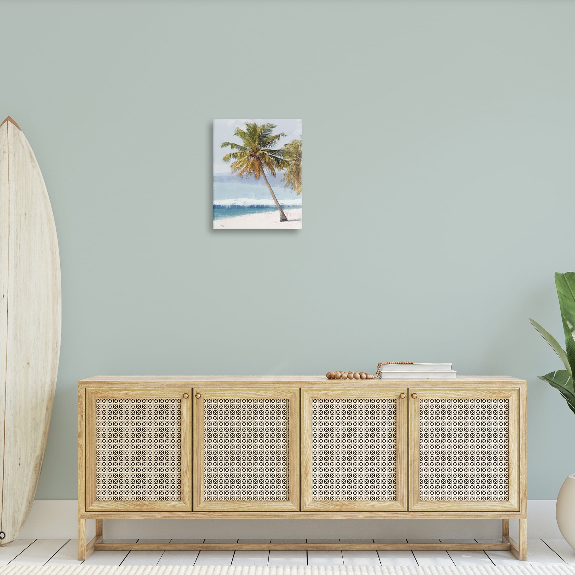 Stupell Industries Looming Palms on Shore Landscape Painting Gallery Wrapped Canvas Art Print Wall Art, 16 x 20