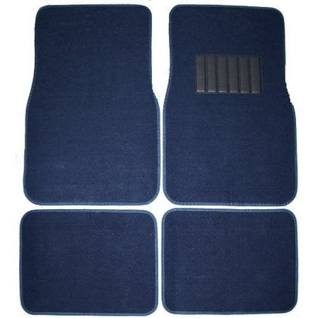 Front & Rear Carpet Car Truck SUV Floor Mats - Blue, Set of 4 Deluxe Carpet Mats By U.A.A. INC.