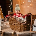thumbnail image 3 of Cute Toddler Baby Pom Pom Hat Kids Winter Warm Knitted Solid Color Skiing Beanie Hat for Girls Boys 1-6 Years Old, 3 of 7