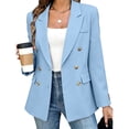 thumbnail image 2 of Cmfcve Women's Double Breasted Blazer Jacket Lapel Collar Long Sleeve Oversized Dressy Casual Suit Coat, 2 of 7