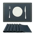 thumbnail image 2 of Unique Bargains Set of 6 Heat Resistant Faux Leather Placemats for Kitchen Dining Room Dark Blue, 2 of 6