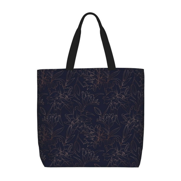 Easygdp Copper-Gold Gloss Outline Flower1 Bolsa Tote para Mujer, Bolso de Hombro para Trabajo, Playa, Viajes, Compras y Supermercado