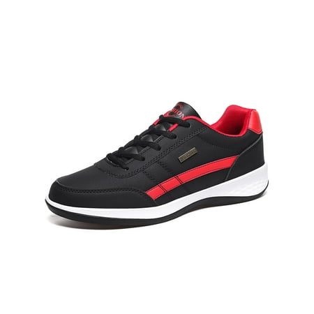 

SIMANLAN Mens Athletic Shoes Lace Up Trainers Round Toe Sneakers Outdoor Nonslip Gym Low Top Black 8