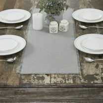 VHC Brands Burlap Dove Grey Runner Fringed 12x36