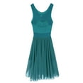 thumbnail image 5 of MSemis Female Dance Leotard Dress V-Neck High-Low Skirt XS to 3XL, 5 of 7