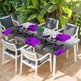 thumbnail image 2 of Purple Rose Table Cloths for 4 Foot Rectangle Tables, Raindrops Floral Butterfly Abstract Grey Art Patio Waterproof Elastic Fitted Tablecloths, Washable Rectangular Table Cover for Camping, 2 of 8