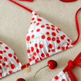 thumbnail image 3 of Women's Triangle Bikini Set Halter String Two Piece Swimsuit Brazillian Bathing Suit Cheeky Cute Swimwear (Red,L), 3 of 7