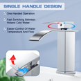 thumbnail image 3 of Grifo de baño moderno con cascada, grifo de lavabo con diseño elegante, grifo mezclador de latón, agua fría y caliente disponible, altura del caño 120 mm, accesorios cromados G 3/8, 3 of 5