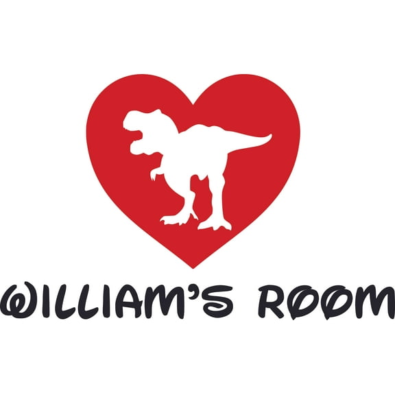 Dinosaur Heart Love Dino Hearts Customized Wall Decal - Custom Vinyl Wall Art - Personalized Name - Baby Girls Boys Kids Bedroom Wall Decal Room Decor Wall Stickers Decoration Size (15x30 inch)