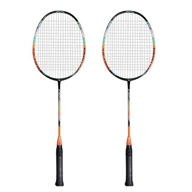 Carbon Fiber Badminton Racket Set for 2 Players - 26 Inch Lightweight Frame with Slim Shaft, Soft Comfortable Handles, High-Speed Performance, Includes Carrying Bag for Storage & Transport - Orange