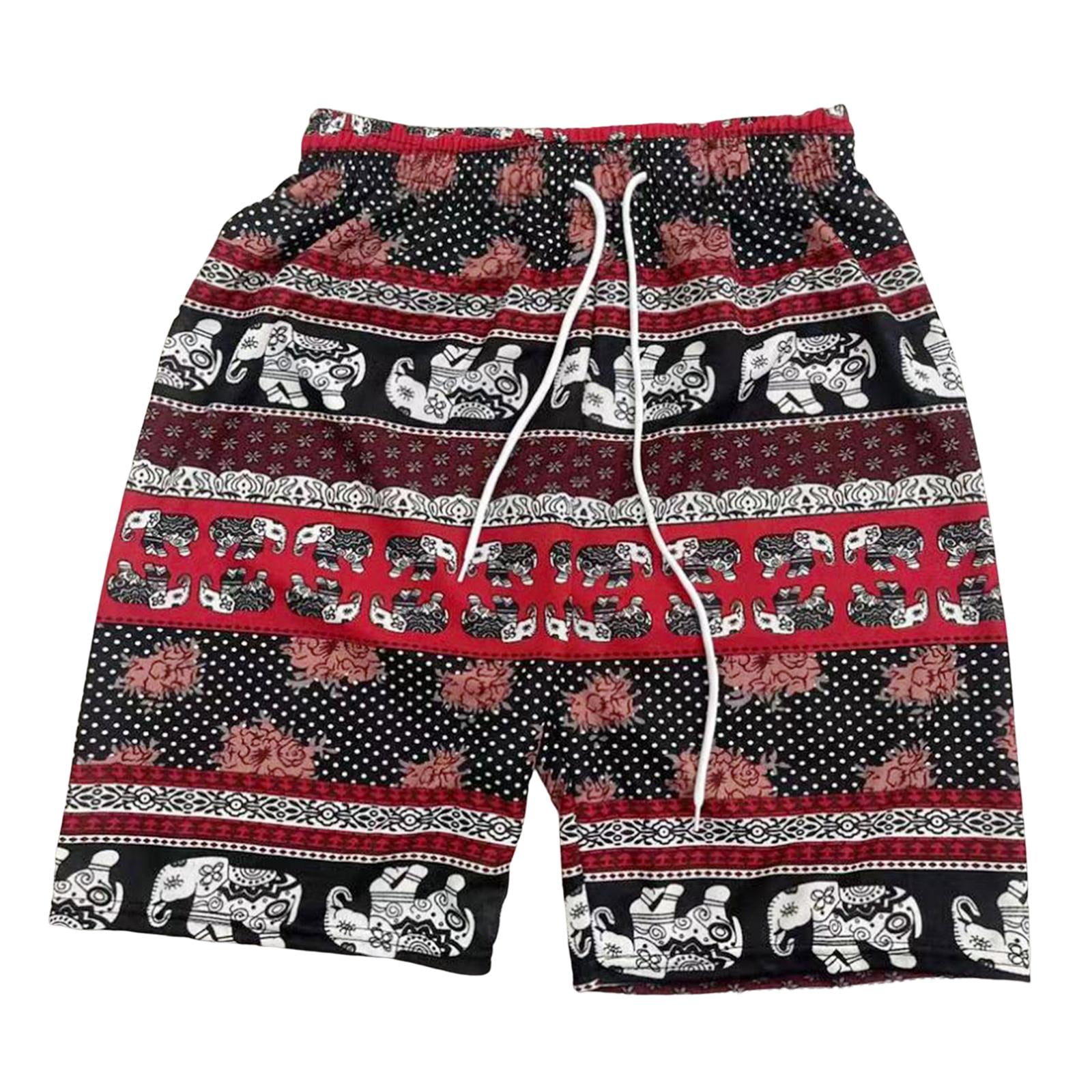 Mens Womens Beach Shorts Fashion Drawstring Baggy Elephant