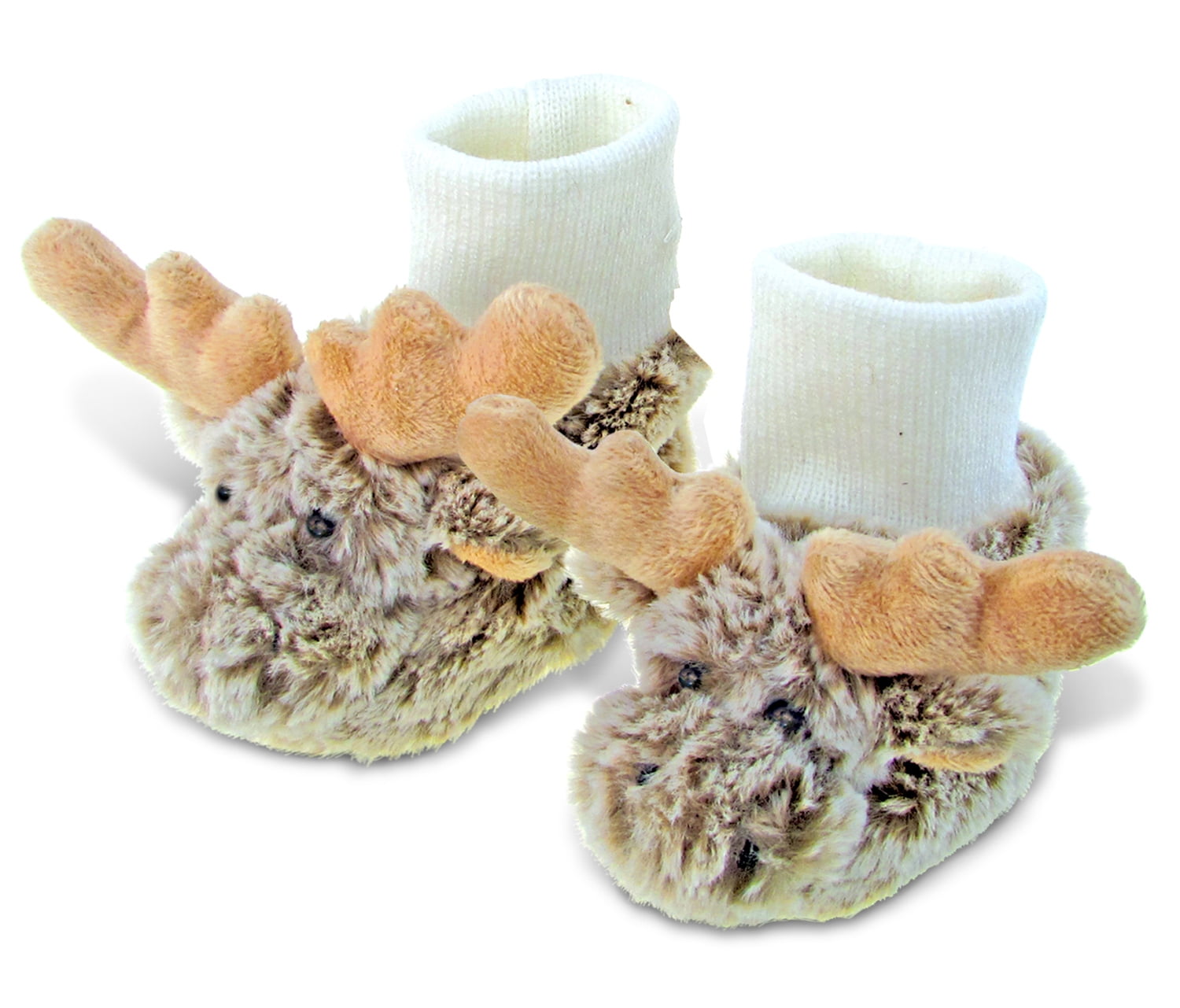 DolliBu Brown Moose Super Soft Plush Baby Shoes - Toddler One Size, Unisex