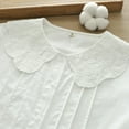 thumbnail image 4 of DianGeFu Womens Tops Long Sleeve Plus Size Winter 2025 ,Women's Fashion Solid Color Casual Doll Neck White Shirt Tops Lace Long Sleeve Button Blouse,White,M, 4 of 9