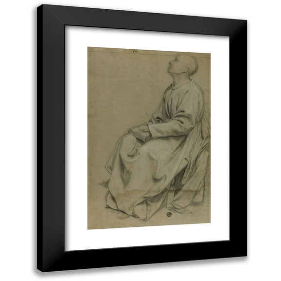Domenico Fiasella 11x14 Black Modern Framed Museum Art Print Titled - Seated Monk Holding Book